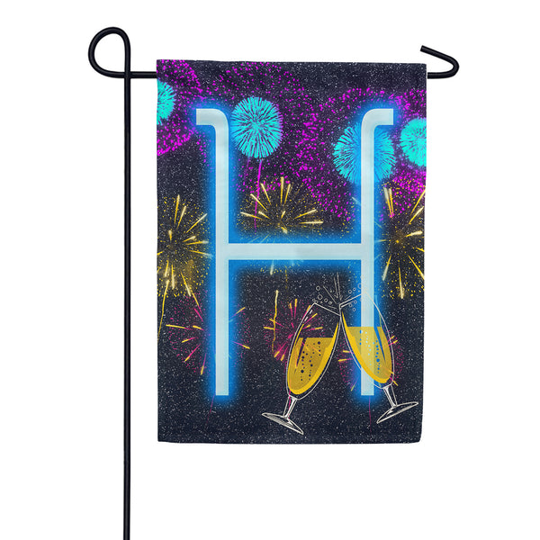 New Year Cheers Monogram Garden Flag