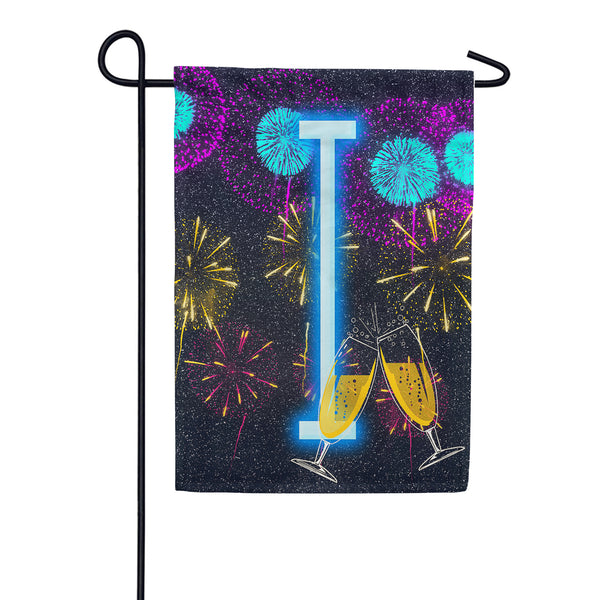 New Year Cheers Monogram Garden Flag