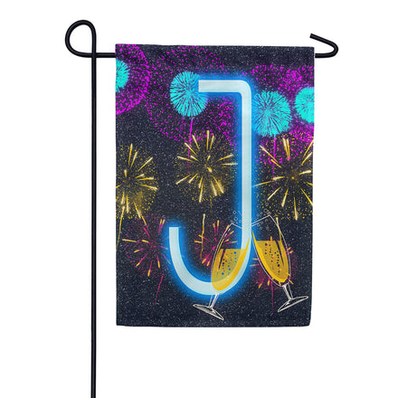 New Year Cheers Monogram Garden Flag