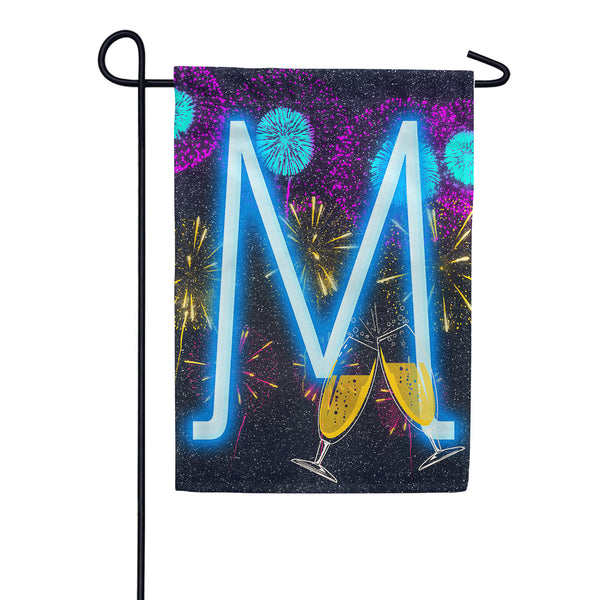 New Year Cheers Monogram Garden Flag