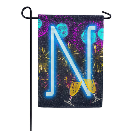 New Year Cheers Monogram Garden Flag