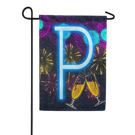 New Year Cheers Monogram Garden Flag