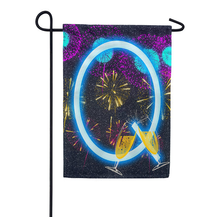 New Year Cheers Monogram Garden Flag