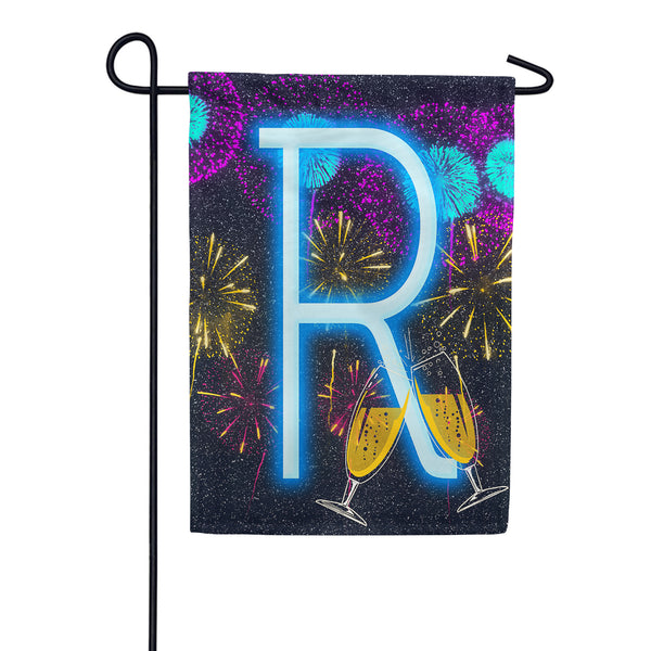 New Year Cheers Monogram Garden Flag