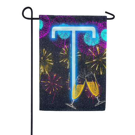 New Year Cheers Monogram Garden Flag