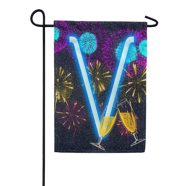 New Year Cheers Monogram Garden Flag