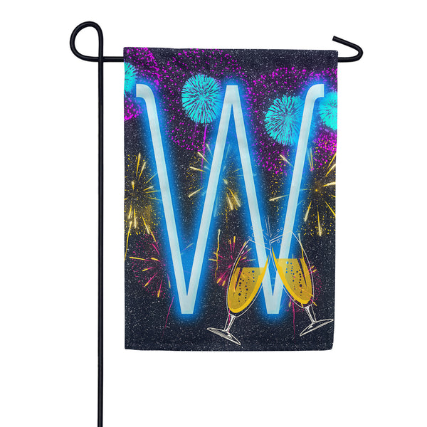 New Year Cheers Monogram Garden Flag