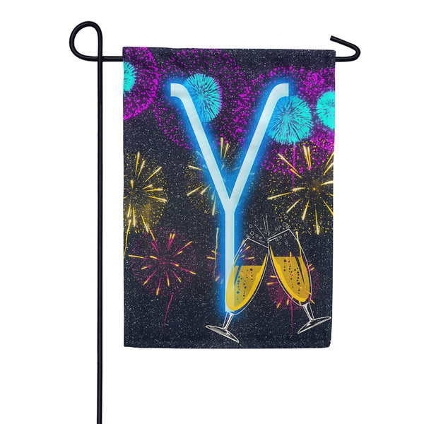 New Year Cheers Monogram Garden Flag