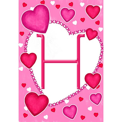 Happy Valentine's Day Hearts Monogram Garden Flag