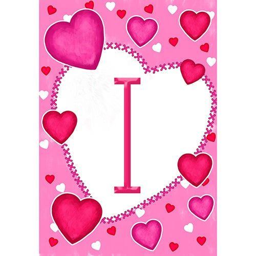 Happy Valentine's Day Hearts Monogram Garden Flag