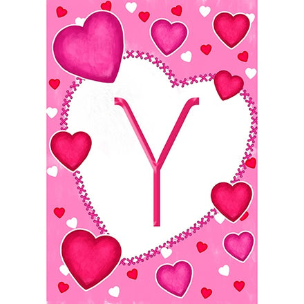 Happy Valentine's Day Hearts Monogram Garden Flag