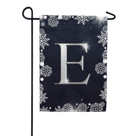 Silver Snowflakes Monogram Garden Flag