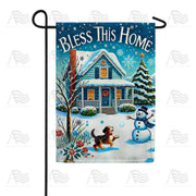 Bless This Home Winter Garden Flag