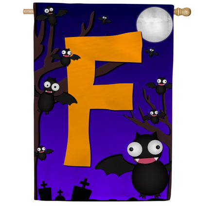 Crazy Bat Party Monogram House Flag