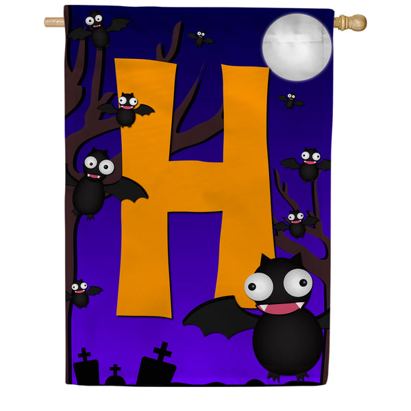 Crazy Bat Party Monogram House Flag