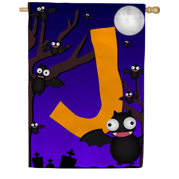 Crazy Bat Party Monogram House Flag