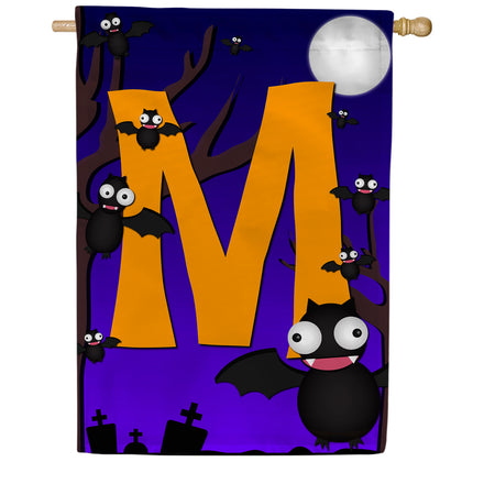 Crazy Bat Party Monogram House Flag