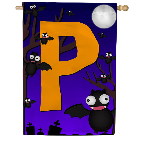 Crazy Bat Party Monogram House Flag