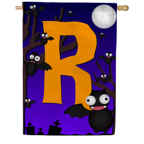 Crazy Bat Party Monogram House Flag