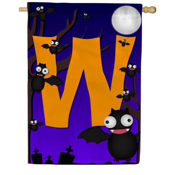 Crazy Bat Party Monogram House Flag