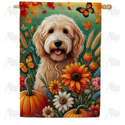 Adorable Dog Fall House Flag