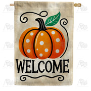 Welcome Polka Dot Pumpkin House Flag