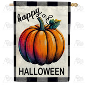 Buffalo Plaid Halloween Pumpkin House Flag