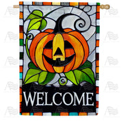 Stained Glass Pumpkin House Flag