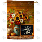 Hello Fall Sunflower Bouquet House Flag