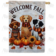 Welcome Fall Dogs House Flag