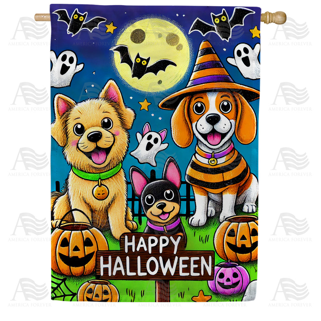 Happy Halloween Dogs House Flag