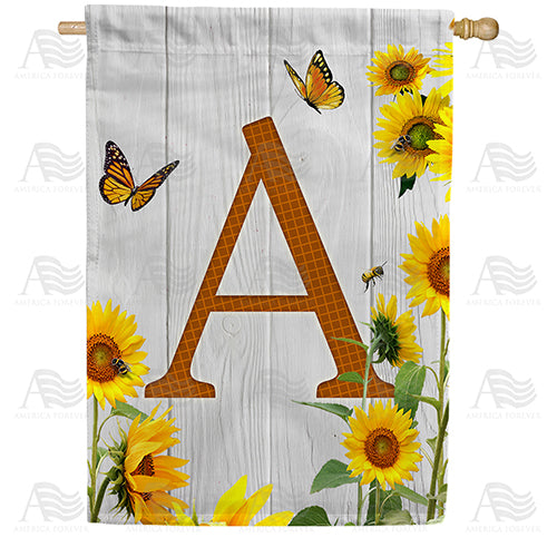 country-sunflowers-monogram-house-flag