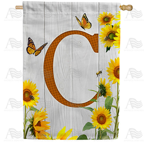 country-sunflowers-monogram-house-flag