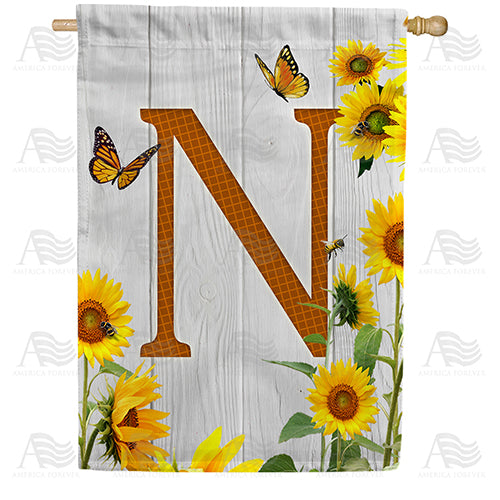 country-sunflowers-monogram-house-flag