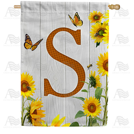 country-sunflowers-monogram-house-flag