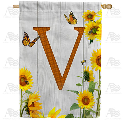 country-sunflowers-monogram-house-flag