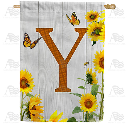 country-sunflowers-monogram-house-flag