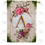 Fancy Rose Monogram House Flag