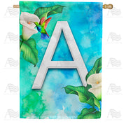 Hummingbird At Lily Monogram House Flag