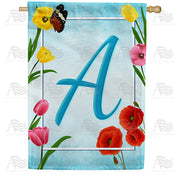 Spring Beauties Monogram House Flag