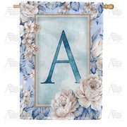 Old Fashion Flowers Monogram House Flag