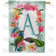 Island Flowers Monogram House Flag