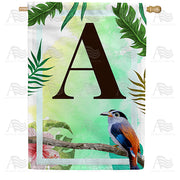 Tropical Bird Monogram House Flag