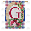 Roses On Wood Frame Monogram House Flag