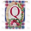 Roses On Wood Frame Monogram House Flag