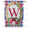 Roses On Wood Frame Monogram House Flag