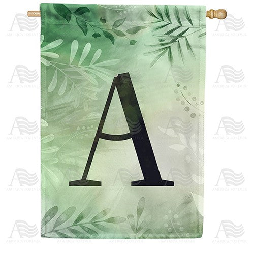 Lush Leaves Monogram House Flag