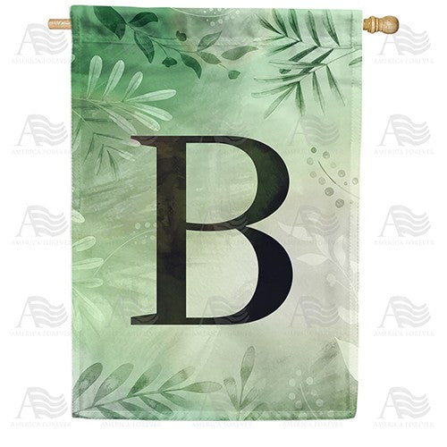 Lush Leaves Monogram House Flag