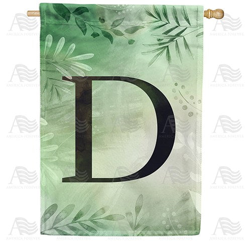 Lush Leaves Monogram House Flag