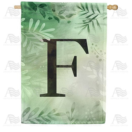 Lush Leaves Monogram House Flag